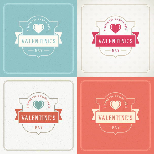 Happy Valentines Day Greeting Cards or Posters Set - Vektori, kuva
