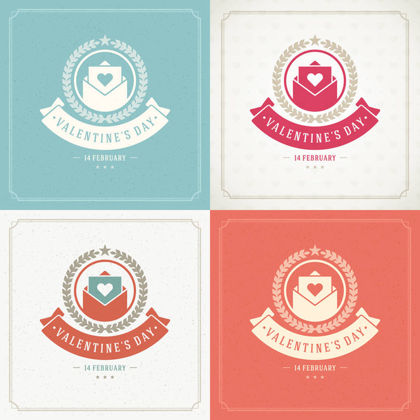 Happy Valentines Day Greeting Cards or Posters Set - Vector, imagen