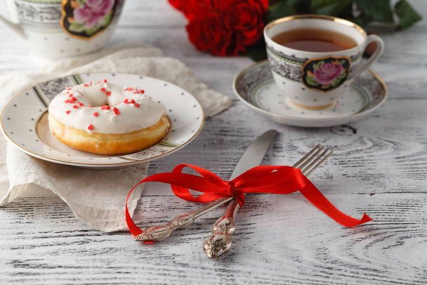 One donut on valentine day - Foto, Imagem