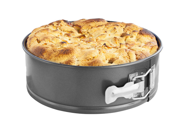 яблочный пирог в выпечке блюдо на белом фоне
 - Фото, изображение