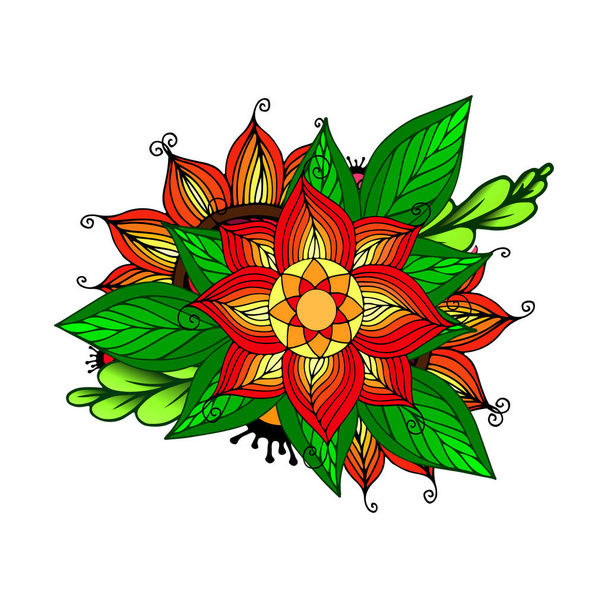 Vector fondo floral de color. Adorno dibujado a mano Doodle con flores. Ilustración vectorial
. - Vector, imagen