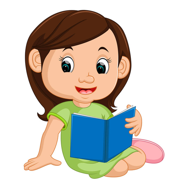 lány olvasás könyv - Vektor, kép