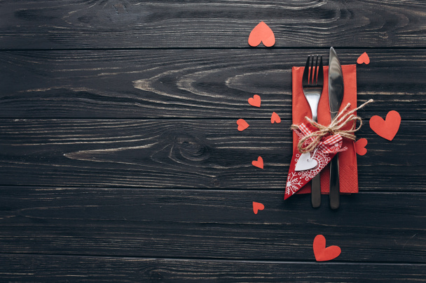 Valentines day set with silverware - Photo, Image