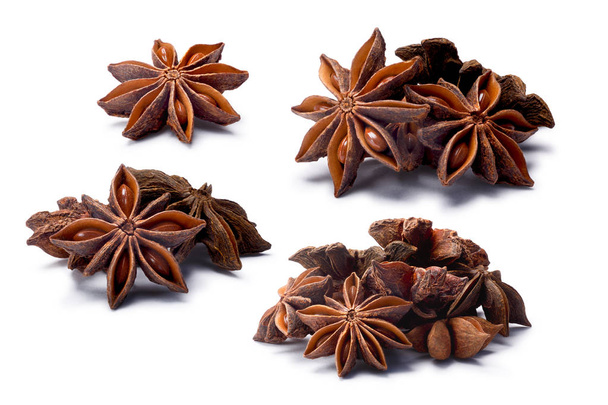 Conjunto de anis-estrelado (frutos secos de Ilicium), caminhos
 - Foto, Imagem