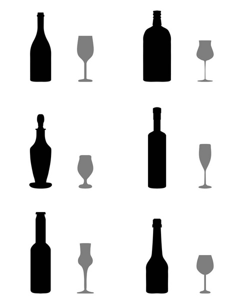 glasses and bottles - Vector, Image