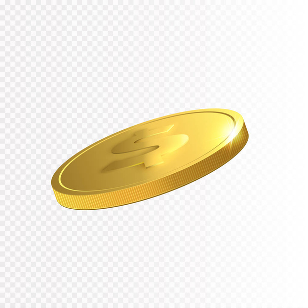 Golden coin. Money isolated on transparent background. - Vektori, kuva