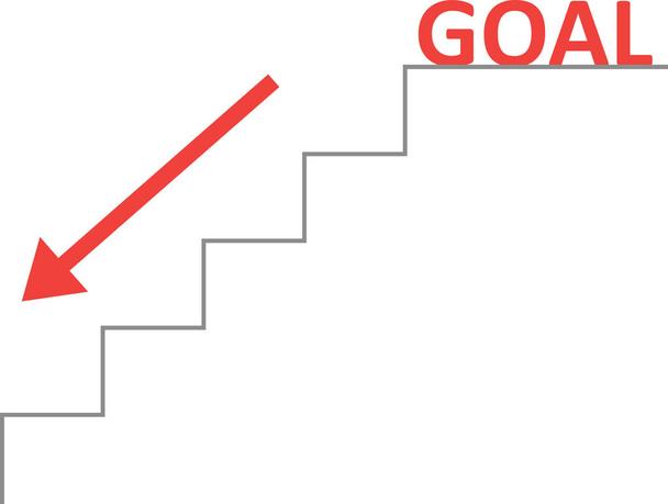 Vektor schodiště s červeným cíl a šipka dolů - Vektor, obrázek