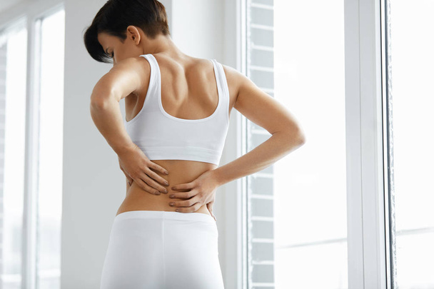 Back Pain. Closeup Of Woman Body With Pain In Back, Backache - Фото, изображение