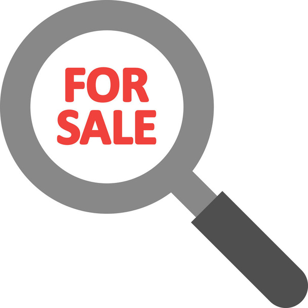 For sale inside magnifying glass. - Vector, Image