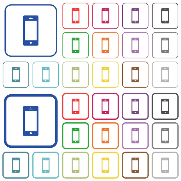 Cep telefonu ile boş göstermek düz renk simgeleri özetlenen - Vektör, Görsel