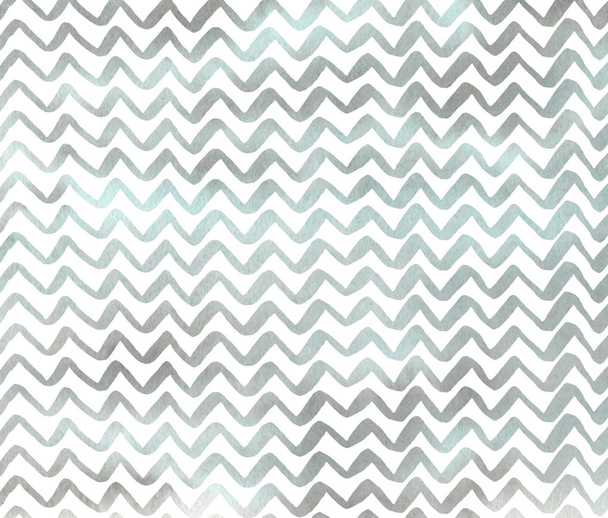 Watercolor blue and gray hand painted stripes background, chevron - Photo, Image