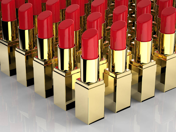 a lot of red lipsticks - Foto, imagen