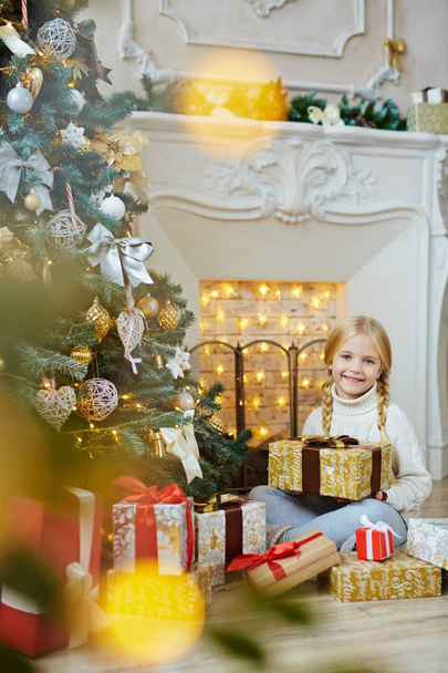 Little Girl by fireplace - Photo, Image