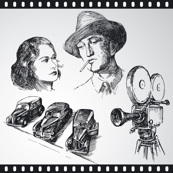 Film - ručně kreslenou kolekce - Vektor, obrázek