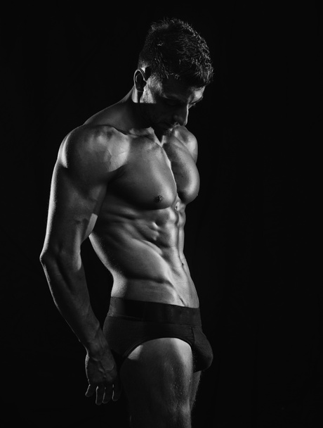 Mature Muscular bodybuilder in black underpants - Fotó, kép