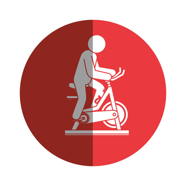 spinning bike fitness silhouette - Vector, Image