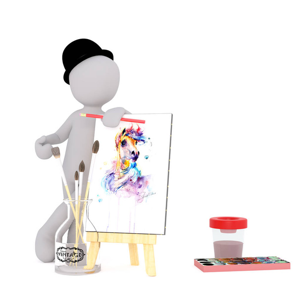 Artist demonstrating his painting - Photo, Image
