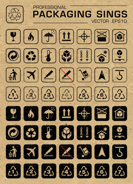 Vector Packaging Grunge Icons Set - Vector, Image