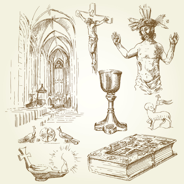 Christian religion symbols - Vector, Image