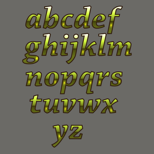 ゴールド高級アルファベット。黄色の金属文字 - ベクター画像
