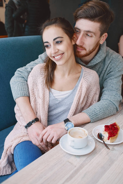 couple in love on a date in cafe in Valentines day - Foto, Bild