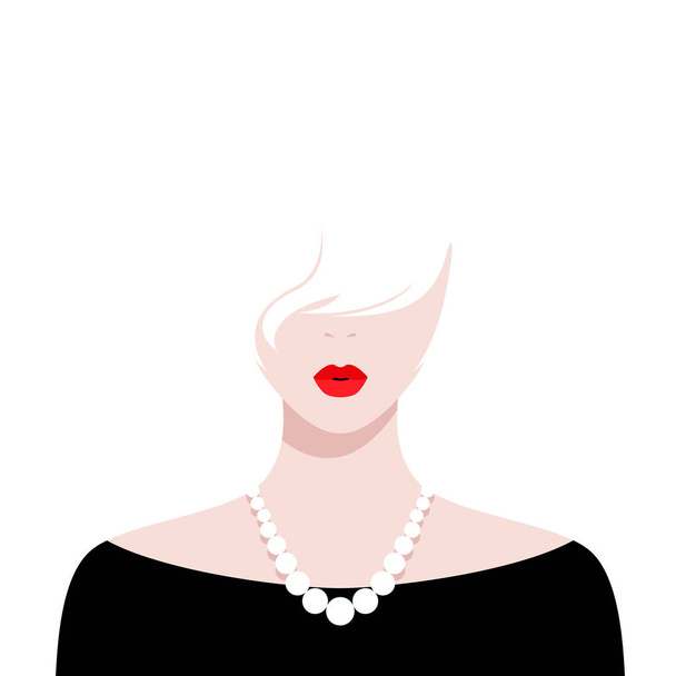 Beautiful girl with red lips and white hair - Вектор, зображення