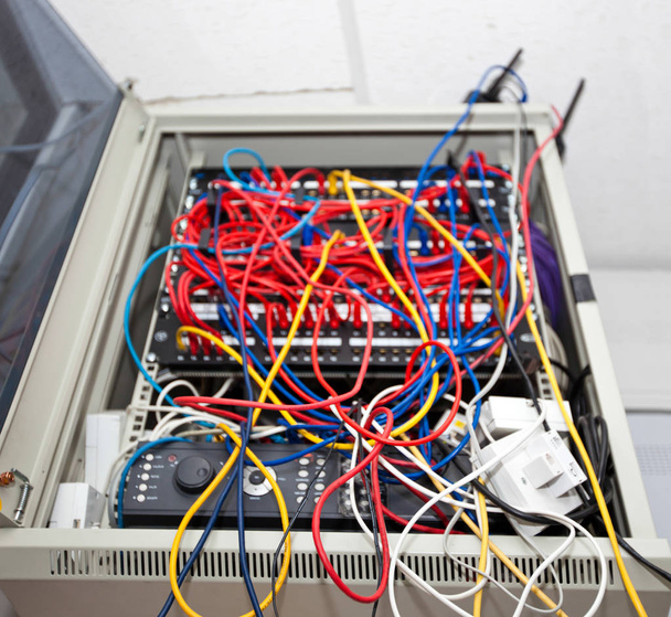 tangled wires in server room - Photo, Image
