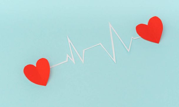 Paper cut of cardiogram of heart rhythm for Valentines Day . - Photo, Image