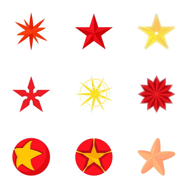 Geometric figure star icons set, cartoon style - Vector, Image
