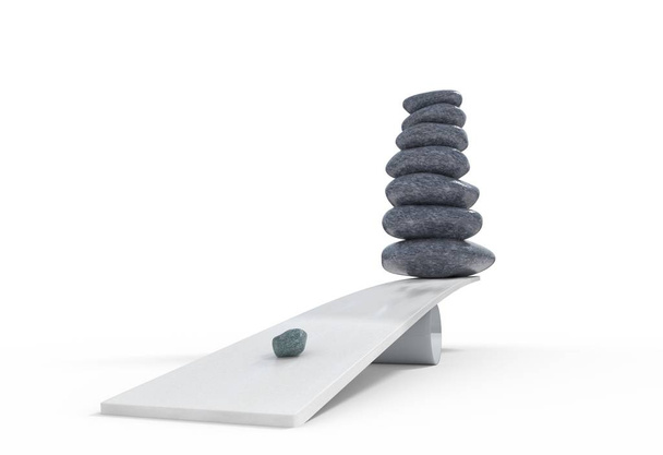 Verkeerde balancing stenen set en kleine zware 3d illustratie - Foto, afbeelding