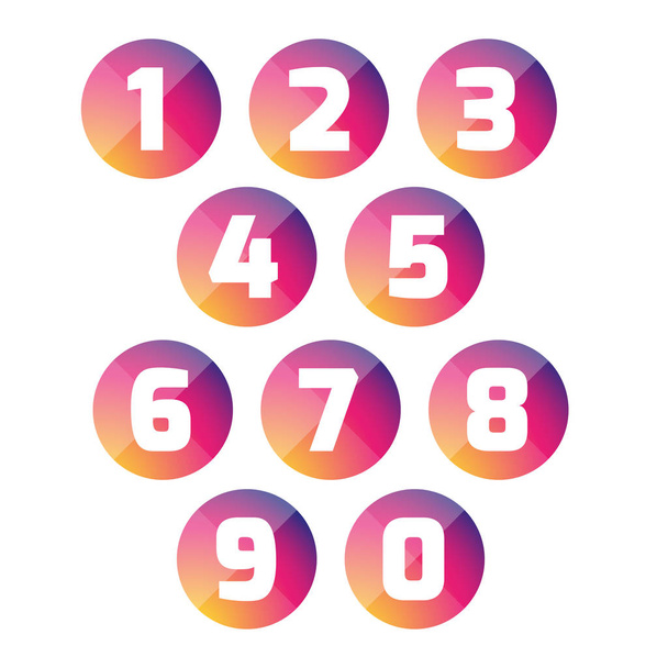 Number set vector button - Vector, Image
