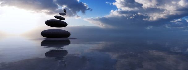 Ilustración 3d del concepto de piedras zen
 - Foto, Imagen
