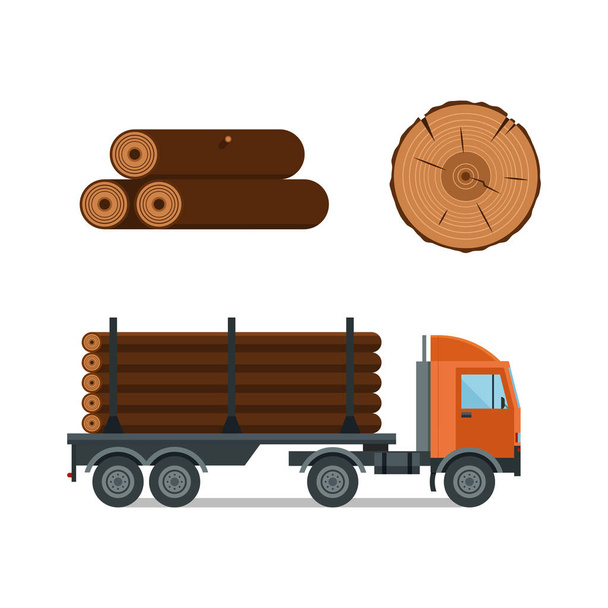 Векторная иллюстрация иконок грузовиков-лесорубов
 - Вектор,изображение