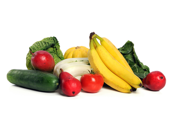 ovoce a vegetales nad bílá - Fotografie, Obrázek