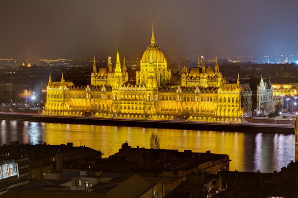 Magyar Országgyűlés éjszakai nézetet, Budapest, Magyarország - Fotó, kép