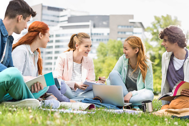 University students studying on grass - Foto, Bild