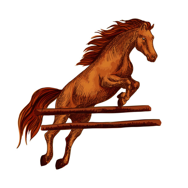 Hevosen hyppäämisen symboli hevosurheiluun
 - Vektori, kuva