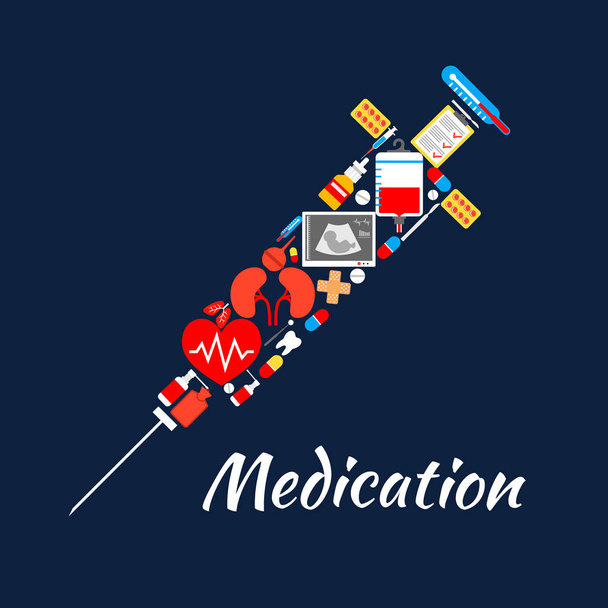 Символ шприца лекарственных средств, предметов
 - Вектор,изображение