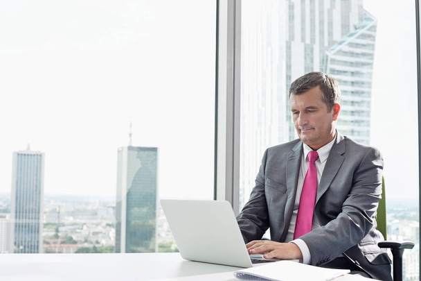 Mature businessman using laptop  - Fotó, kép
