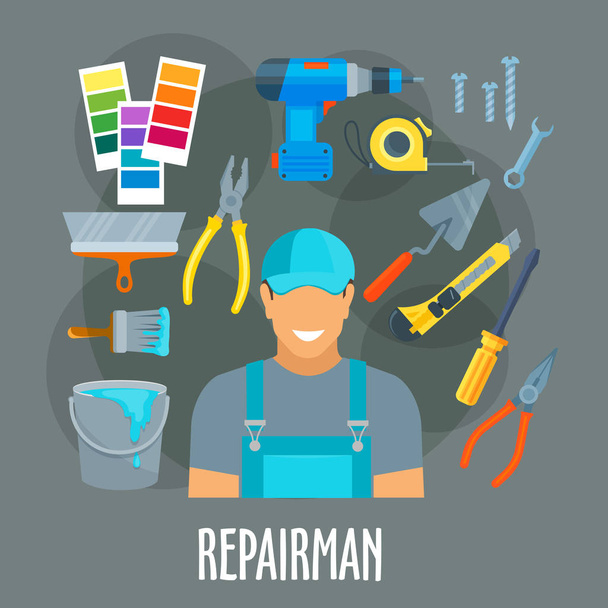 Reparaturarbeiter mit Arbeitswerkzeug Vektor Poster - Vektor, Bild