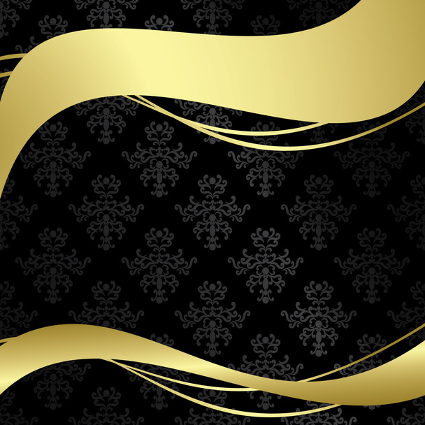 Black vector vintage background with gold decorations - Vector, Image