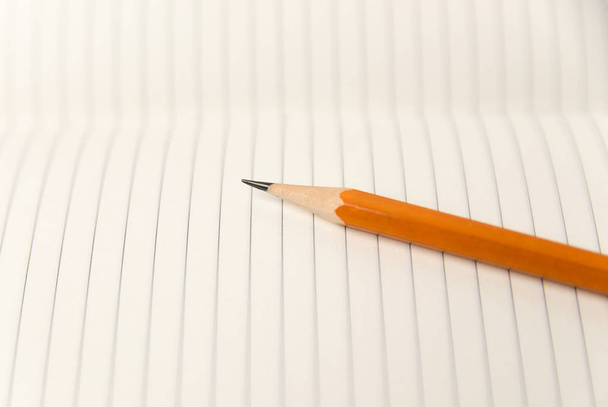 Μολύβι στις σελίδες του μια ανοικτή σημειωματάριο για εγγραφές - Φωτογραφία, εικόνα