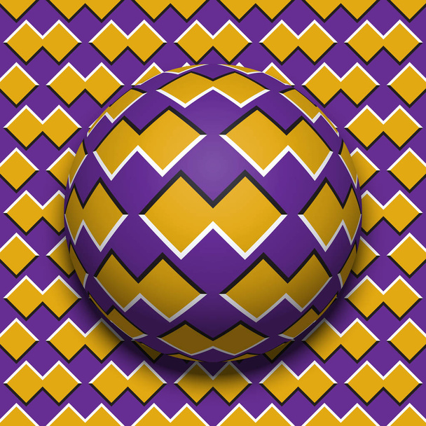 gemusterter Ball, der auf derselben Oberfläche rollt. abstrakte Vektor optische Illustration. Bewegungshintergrund und Fliese aus nahtloser Tapete. - Vektor, Bild