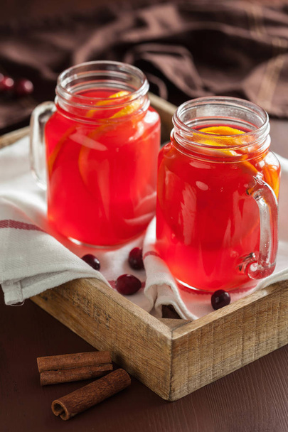 hete cranberry thee met oranje kaneel opwarming van de aarde drankje - Foto, afbeelding