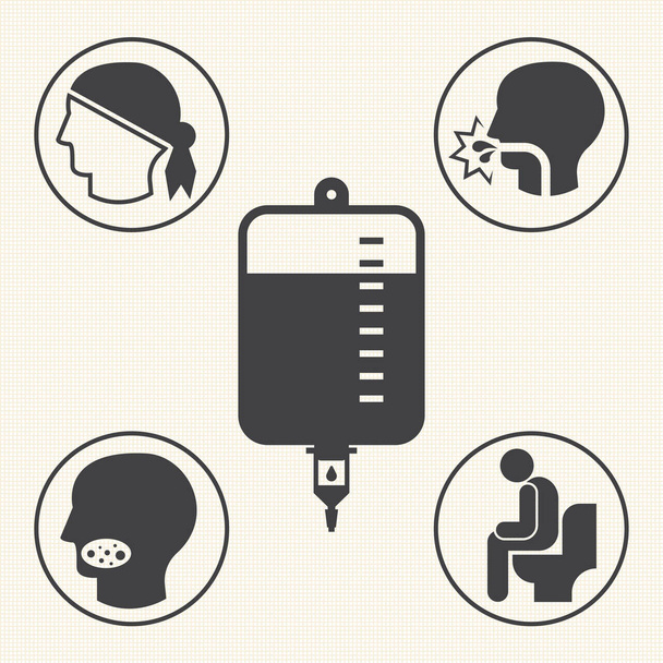 Mellékhatások a kemoterápia. Vector ikonok infographic - Vektor, kép