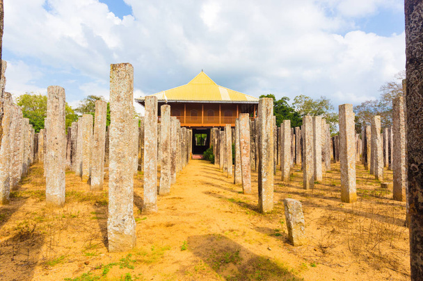 Anuradhapura Brazen Palace Stone Pillars Front H - Foto, imagen