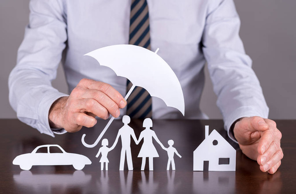 Family, house and car insurance concept - Photo, Image