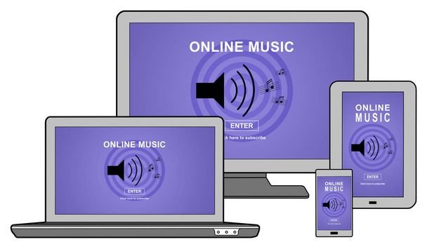 Concepto de música en línea en diferentes dispositivos
 - Foto, Imagen