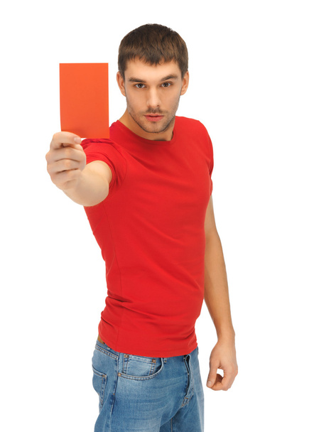 Handsome man with red card - Фото, зображення