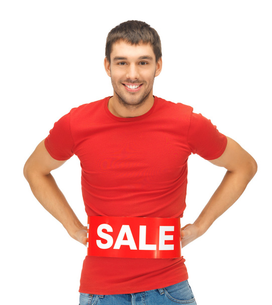 Handsome man with sale sign - Photo, Image